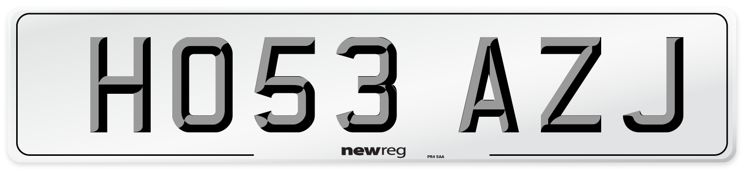 HO53 AZJ Number Plate from New Reg